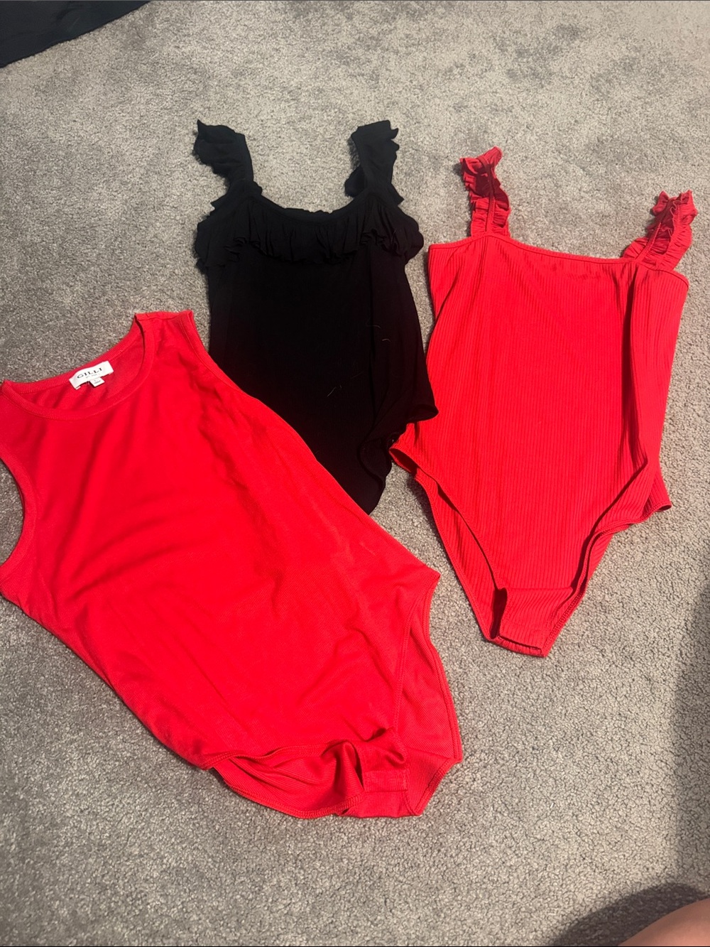 Kaileigh Women's Bodysuit Trio — Red & Black